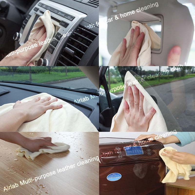 Airlab Chamois Cloth for Car - 35'' x 23.6'' (5.7 sq ft) - Extra Large Drying Natural Shammy Towel Real Leather Washing Cloth Cleaning Car Wipes - Image 5